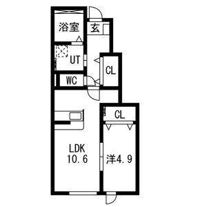 アークブリス(1LDK/1階)の間取り写真