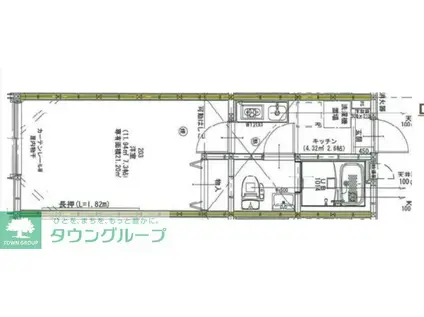 ブロンテ宮崎台(1K/2階)の間取り写真