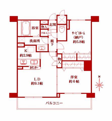 フローラルガーデン(1SLDK/5階)の間取り写真