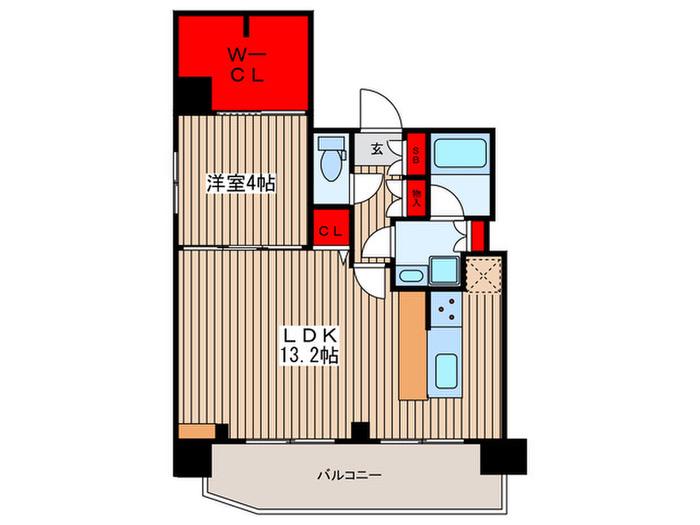 LOG御徒町(1LDK/9階)の間取り写真