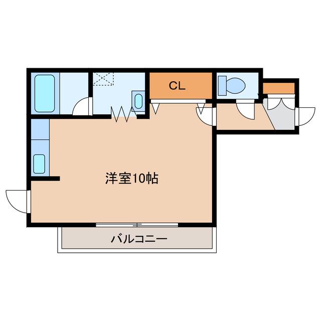 ハイツ檜(ワンルーム/3階)の間取り写真