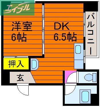 メーゾンS(1DK/4階)の間取り写真