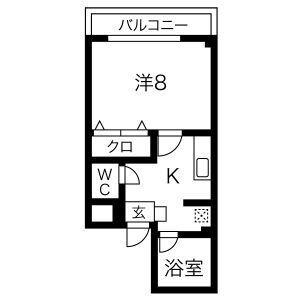 ベレッツア南天神(1K/3階)の間取り写真