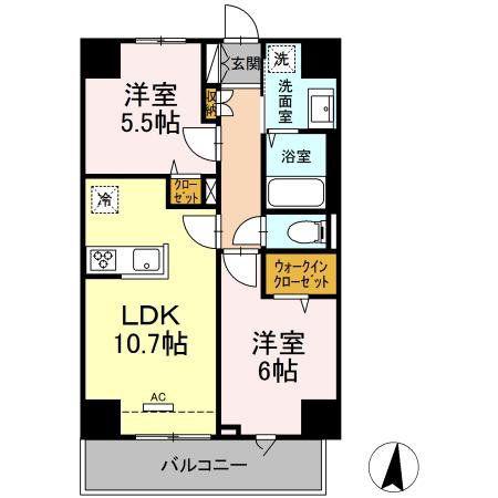 GRAND SOLEIL(2LDK/3階)の間取り写真