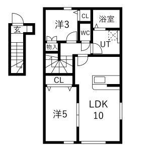LOU LOU A(2LDK/2階)の間取り写真