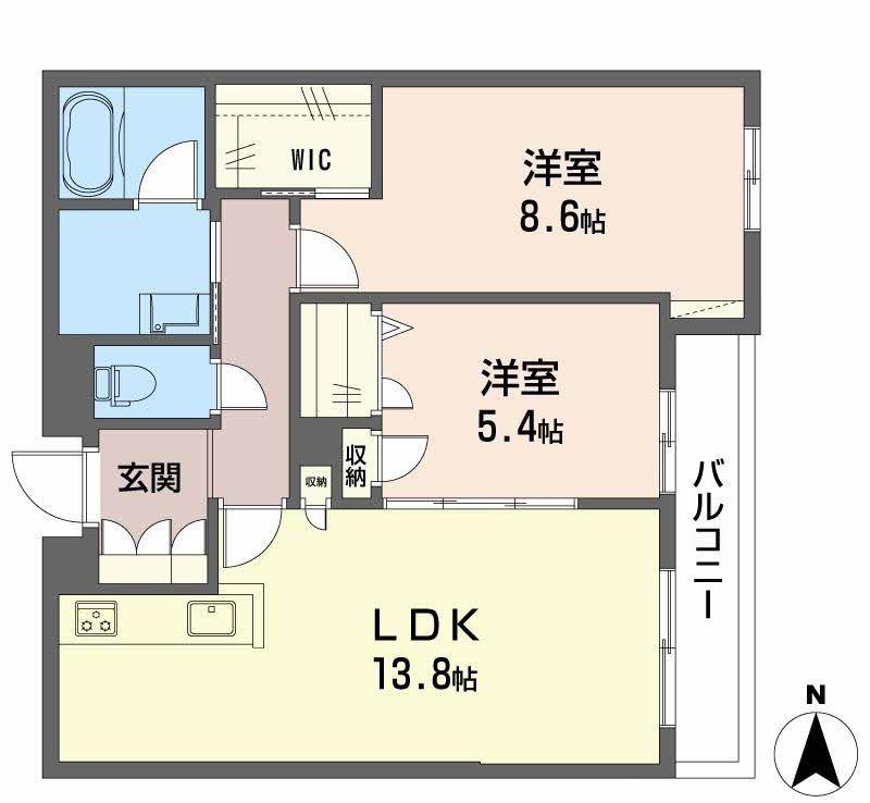 シャーメゾン グランクロア(2LDK/2階)の間取り写真