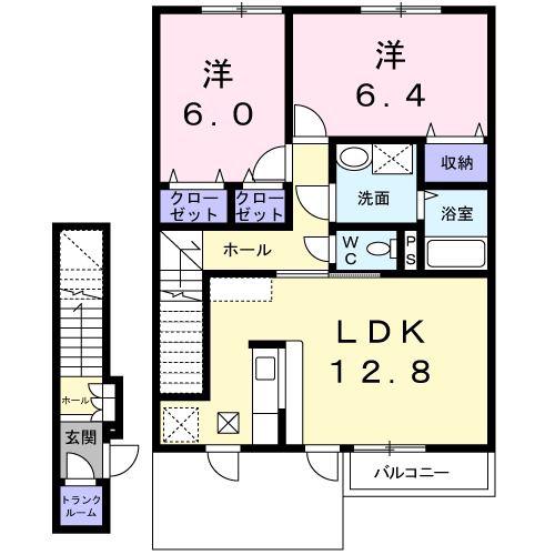 ノイ グランツII(2LDK/2階)の間取り写真