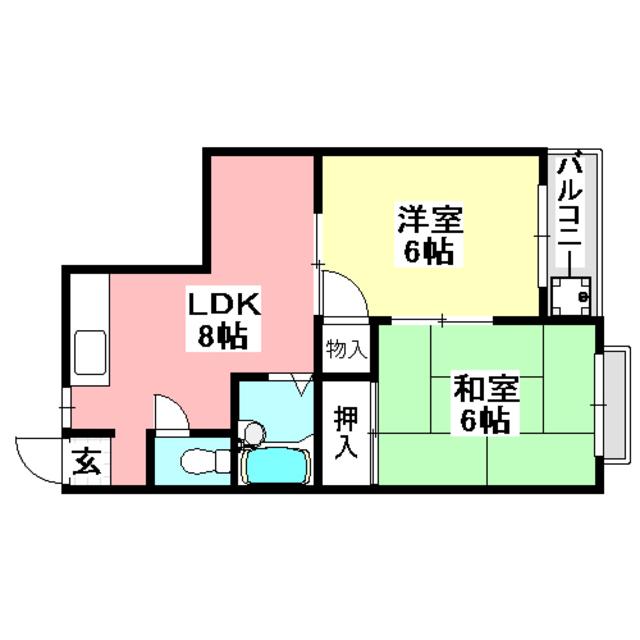 リバ-ライフ三島(2DK/3階)の間取り写真