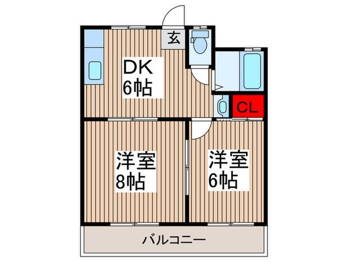 鹿島ハイツA(2DK/2階)の間取り写真