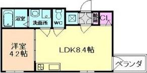 F ASECIA MIRA(1LDK/1階)の間取り写真