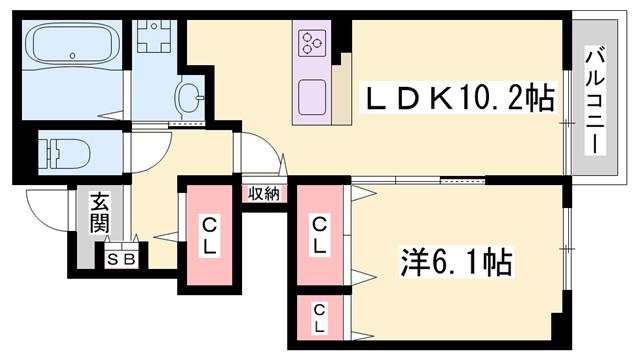 ソレイユガーデン(1LDK/1階)の間取り写真