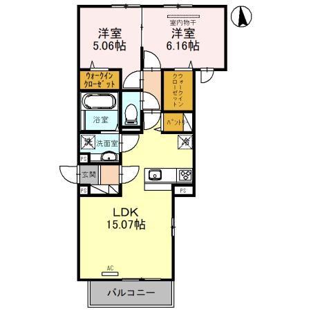 ラ・メゾン狭山(2LDK/2階)の間取り写真
