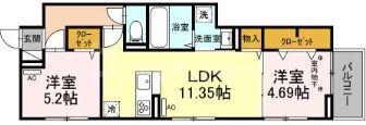 セレスティア瑞江II(2LDK/3階)の間取り写真