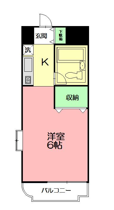 ジュネパレス平塚第19(1K/4階)の間取り写真