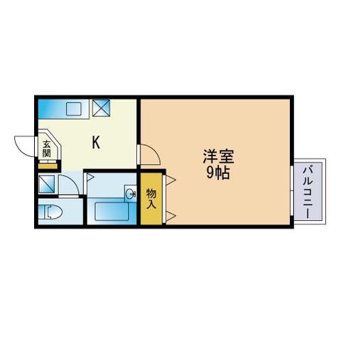 ハミング室見(1K/2階)の間取り写真
