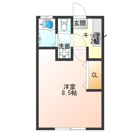 マンション11(1K/5階)の間取り写真