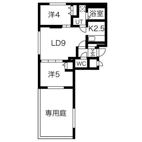 ブランシャール平岸(2LDK/1階)の間取り写真