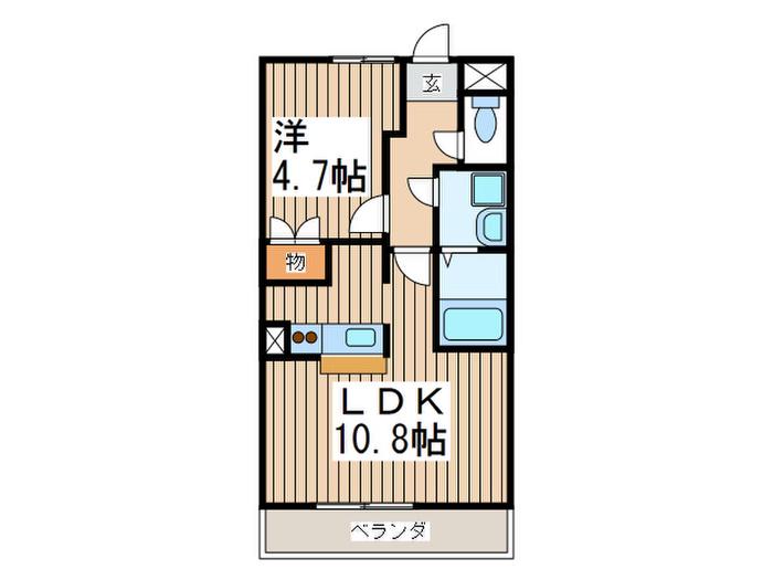 ウエスト SOLEIL(1LDK/1階)の間取り写真