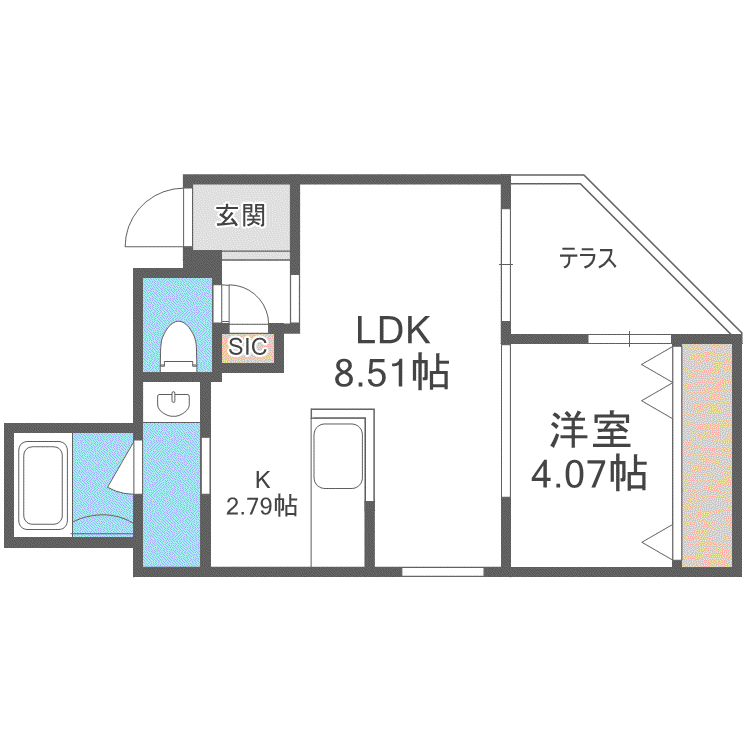 CITY SQUARE菊水(1LDK/1階)の間取り写真