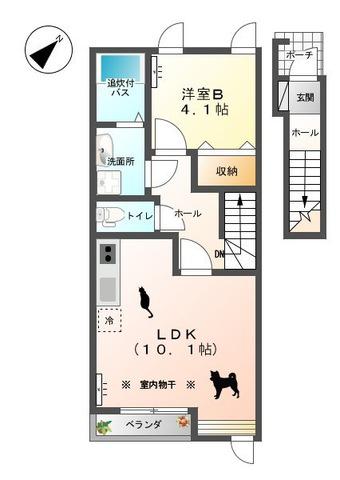 クレディール 1LDK(1LDK/2階)の間取り写真