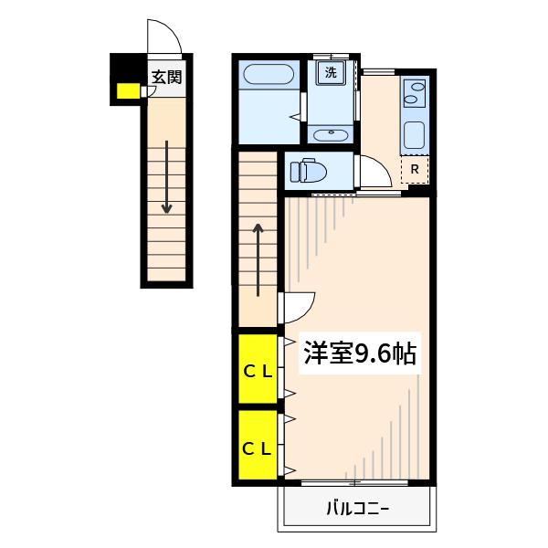 ベルフォーレ参番館(1K/2階)の間取り写真