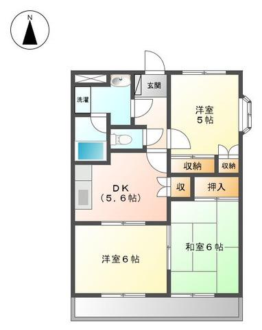 アミューズベアII(3DK/2階)の間取り写真