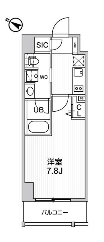 ステージグランデ日本橋人形町(1K/2階)の間取り写真