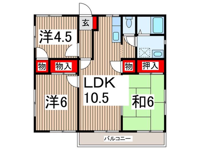 ジョイフル水野(3LDK/2階)の間取り写真