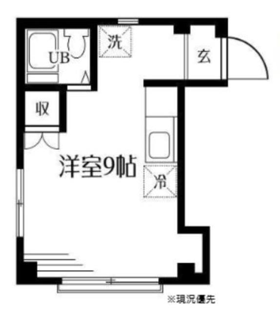 スクエア矢部(ワンルーム/2階)の間取り写真