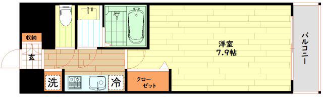 ラヴィータ難波元町(1K/13階)の間取り写真