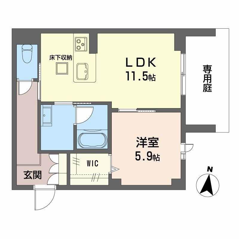 ノルディア野田(1LDK/1階)の間取り写真