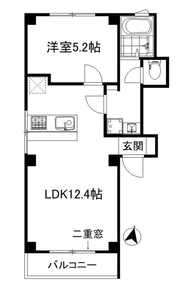 BELLTREE岡本山手(2DK/4階)の間取り写真