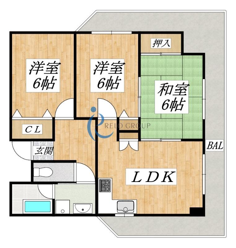 インペリアルカーサ(3LDK/6階)の間取り写真