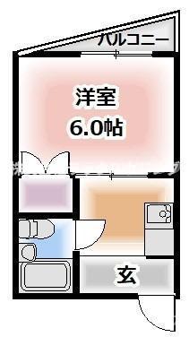 山口ハイツ(1K/4階)の間取り写真
