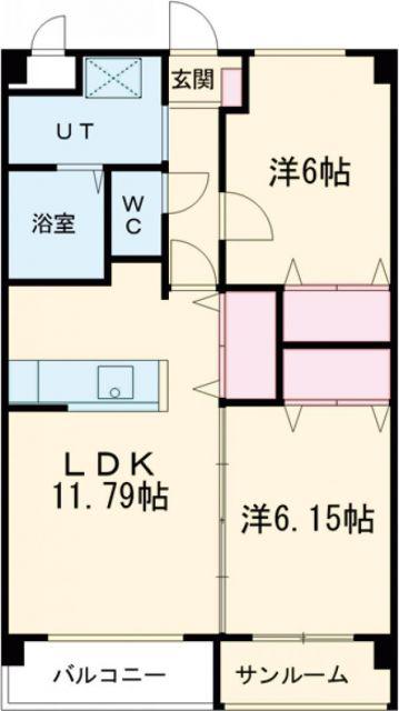 ヴィラ シャルム(2LDK/2階)の間取り写真