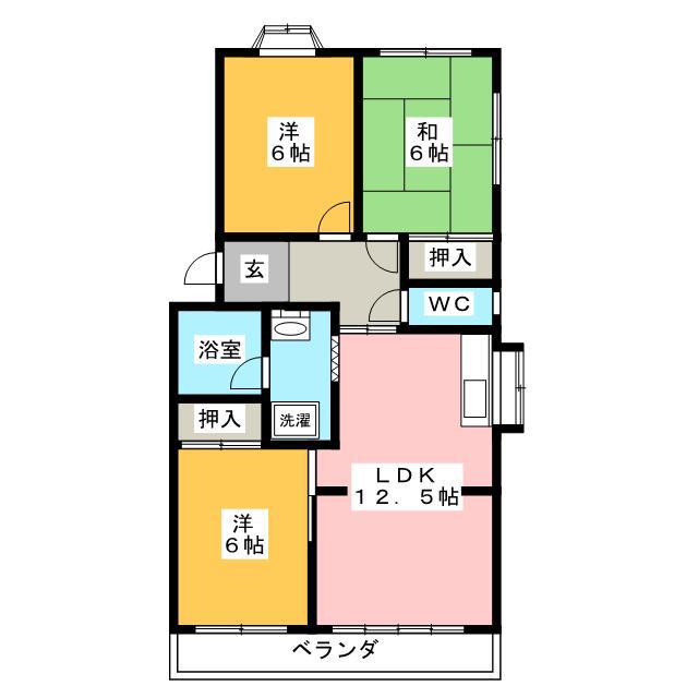 東陽第2ハイツ(3LDK/5階)の間取り写真