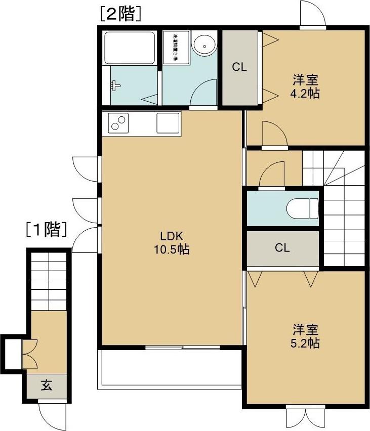 リーコーポ参番館(2LDK/2階)の間取り写真