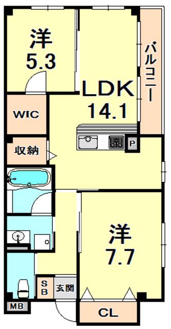 ITIMARUKAN 一〇館(2LDK/3階)の間取り写真