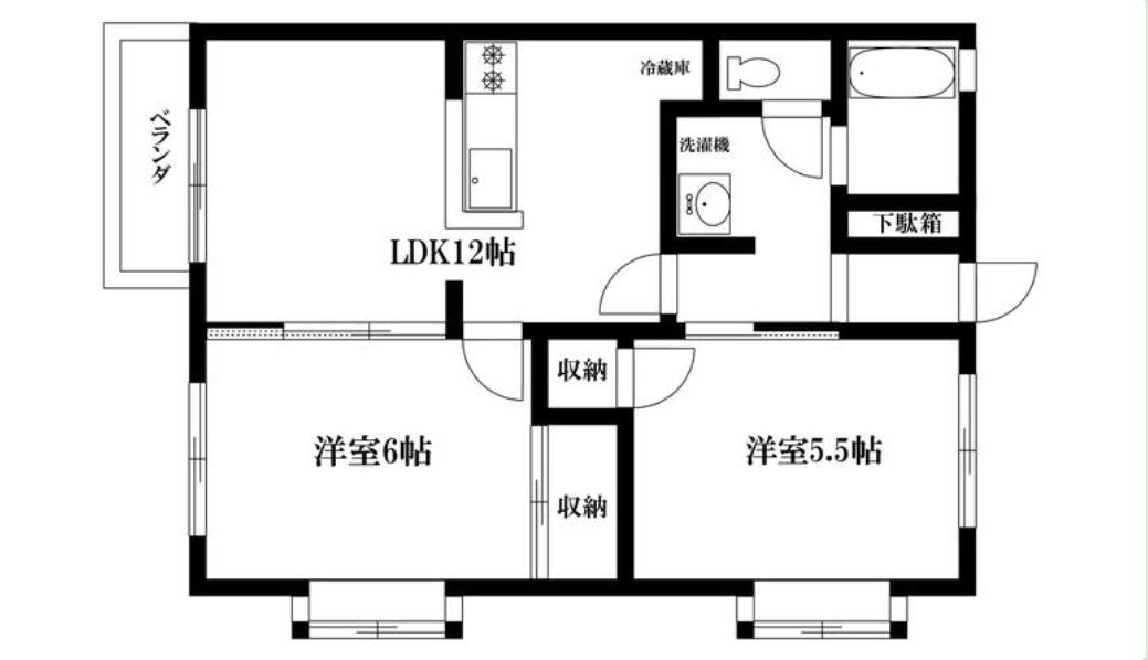 アリカメゾンA(2LDK/1階)の間取り写真