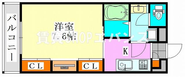 リブリ・VICTORIAS B.G(1K/2階)の間取り写真