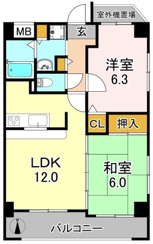 ラセーヌグランデス(2LDK/1階)の間取り写真