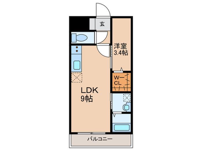 エリオスコート小倉(1LDK/11階)の間取り写真
