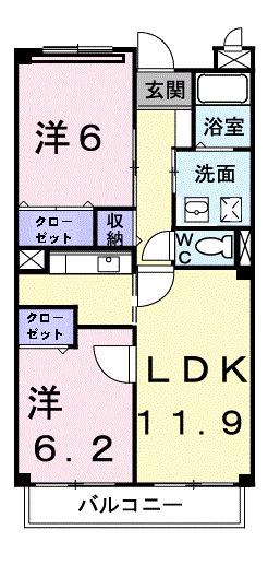 モア・エレガント(2LDK/4階)の間取り写真