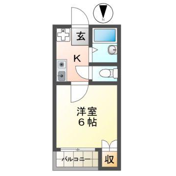 ドリームハイツ1号館(1K/1階)の間取り写真