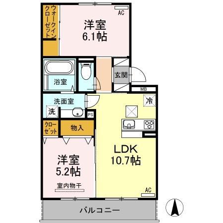ミーテⅢ(2LDK/1階)の間取り写真