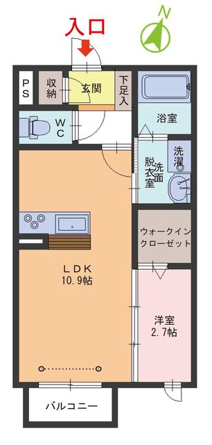 シャーメゾンKOKORO(1LDK/2階)の間取り写真