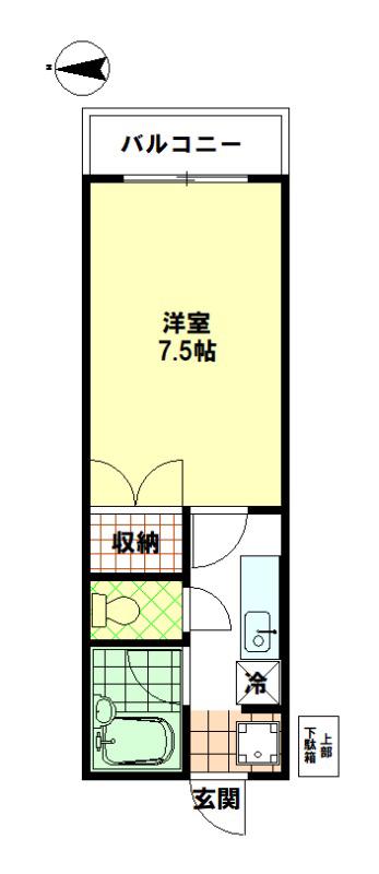 ローズパレス(1K/1階)の間取り写真