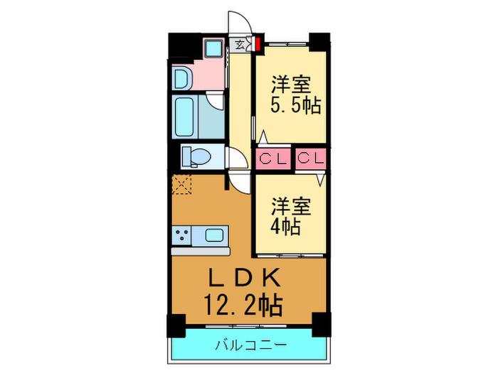 ヴィルヌーブS・K・H(2LDK/3階)の間取り写真