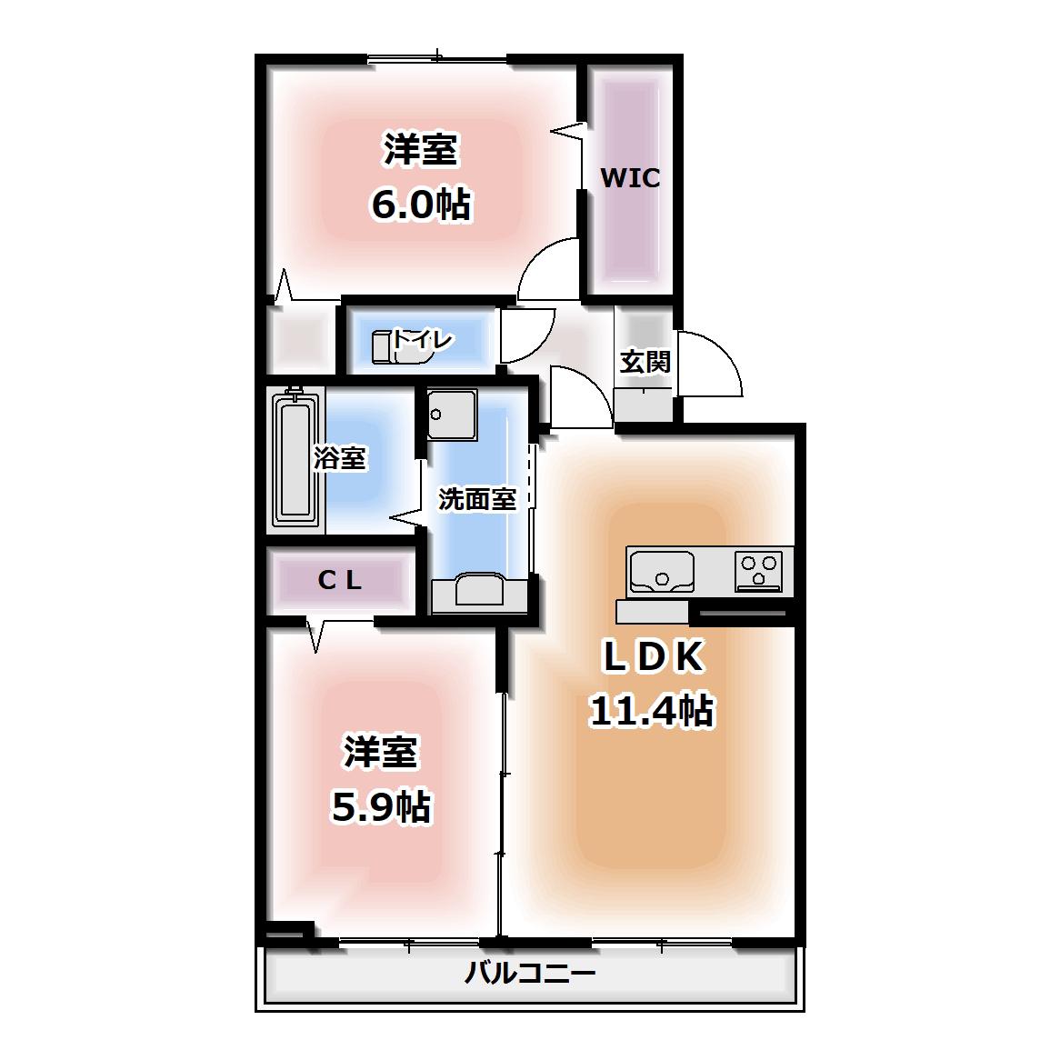 グランデ北沢II(2LDK/2階)の間取り写真