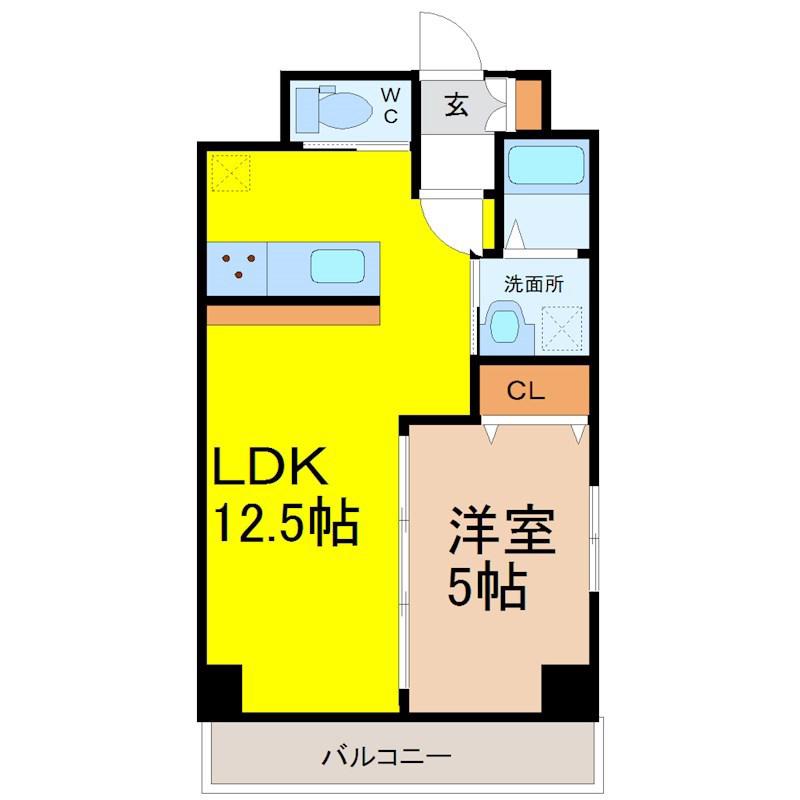 CERES須ヶ口駅前(1LDK/5階)の間取り写真